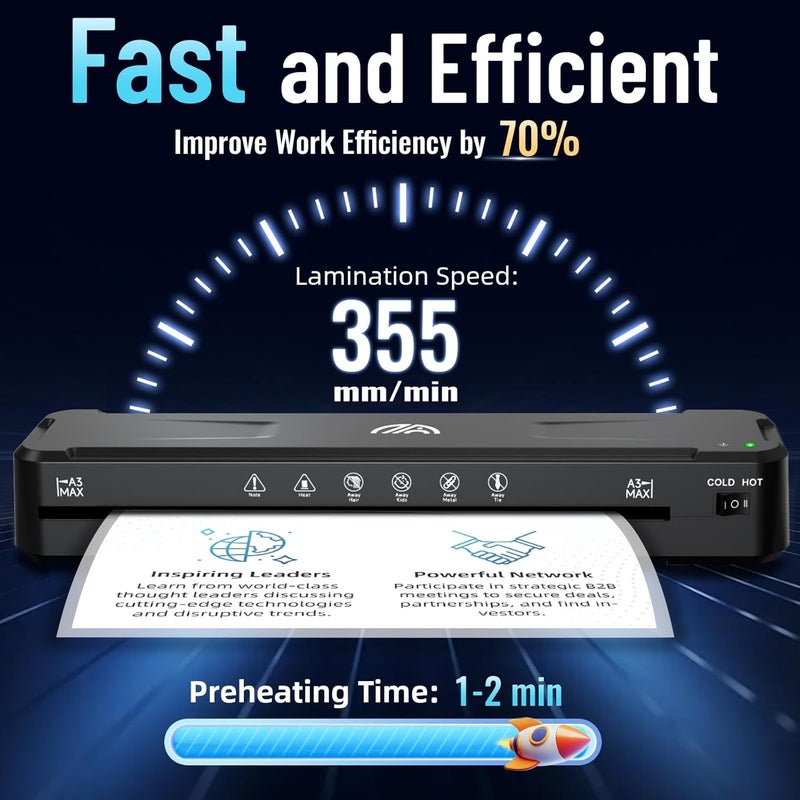 Raycial 13 Inch Laminator Machine with 50 Laminating Sheets, Fast Warm-Up No Jam A3 Laminator, 11x17 Cold & Thermal Laminating Machine for Home School Office - Image 2